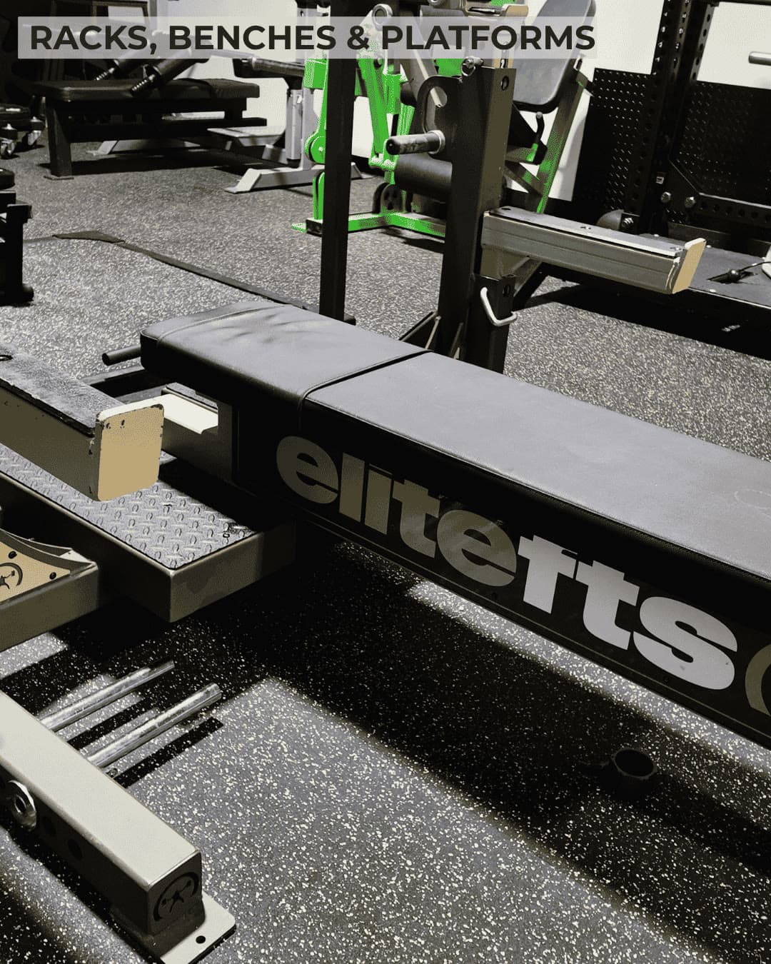 EliteFTS competition bench press and Rogue Monster racks inside The Strength Lab