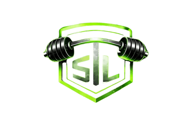 The Strength Lab STL shield emblem with a loaded, bending barbell